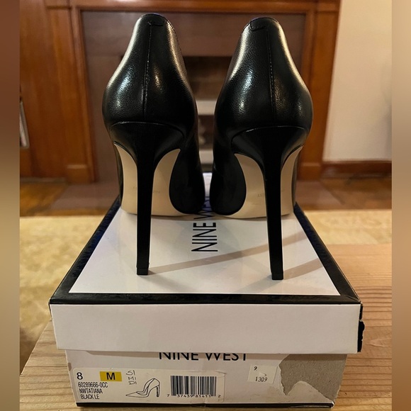 Nine West Tatiana Black Leather Heel size 8 - Picture 4 of 6